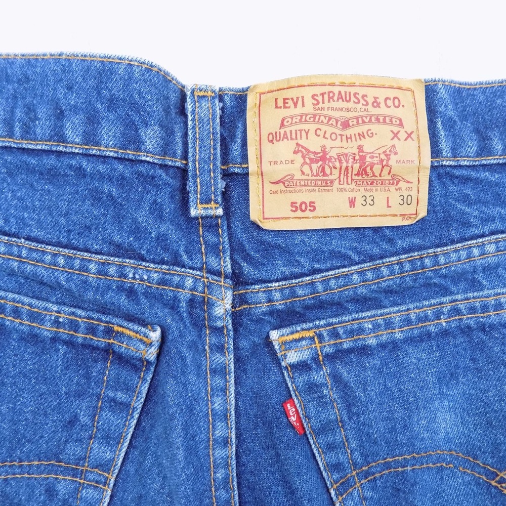 Vintage 1991 Levi's 505 Regular Fit Jeans Mens 33x30 Blue Made in USA Red Tab